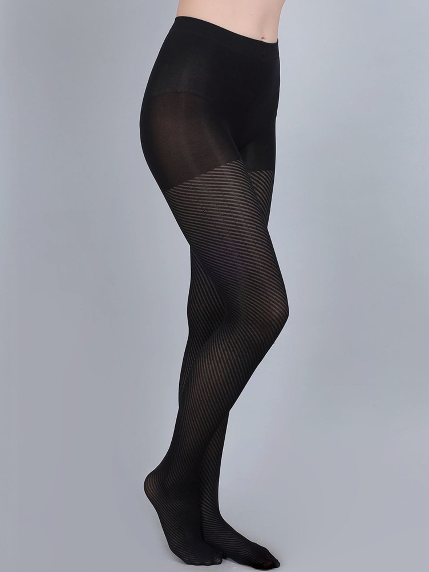 mod & shy Black Self Pattern Pantyhose Stockings