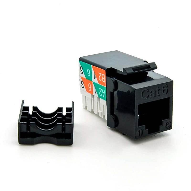 Cat.6 RJ45 110 Type Keystone Jack (50-Pack, Black)