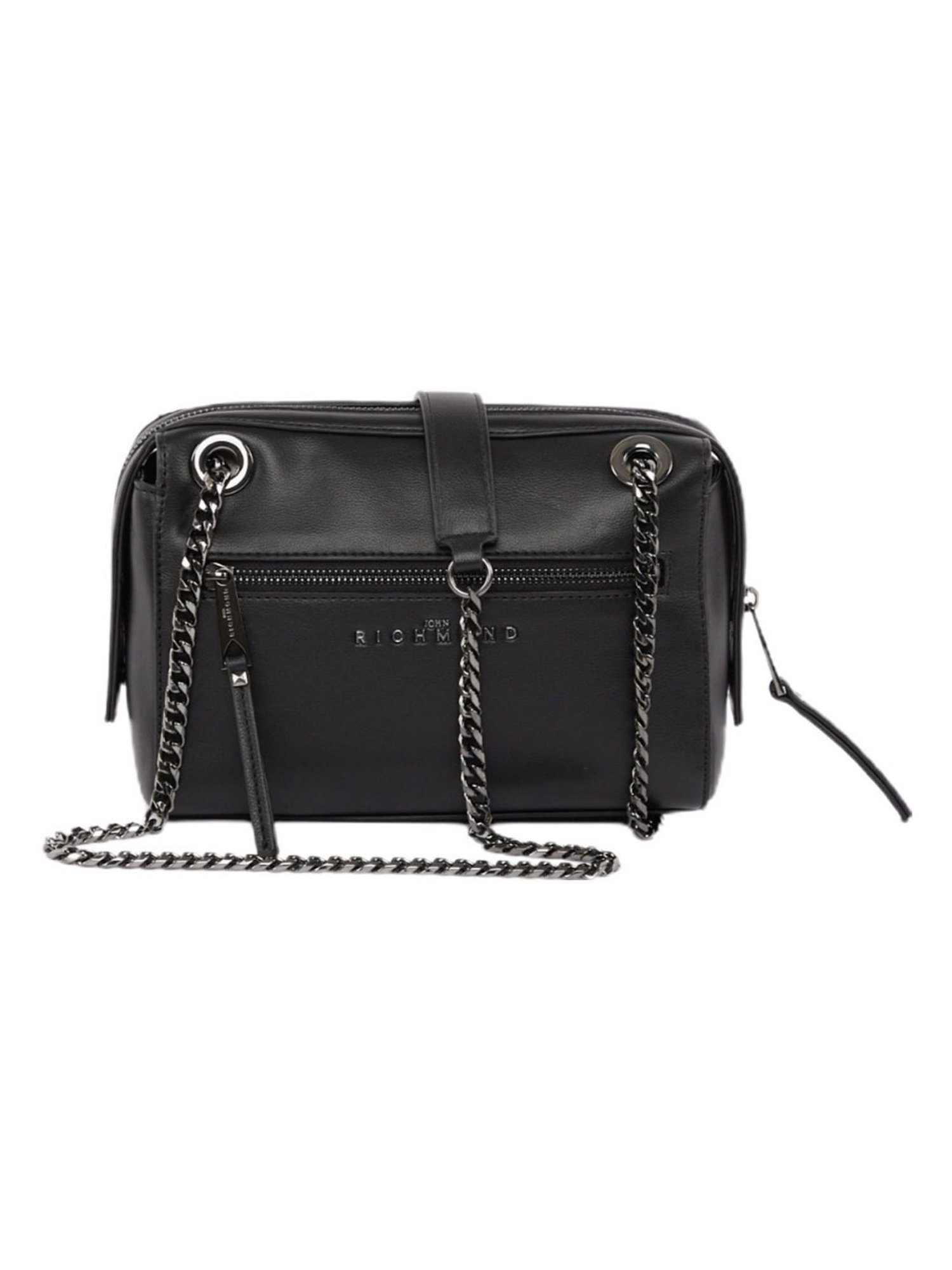 John Richmond Black Treman Textured Small Shoulder Bag