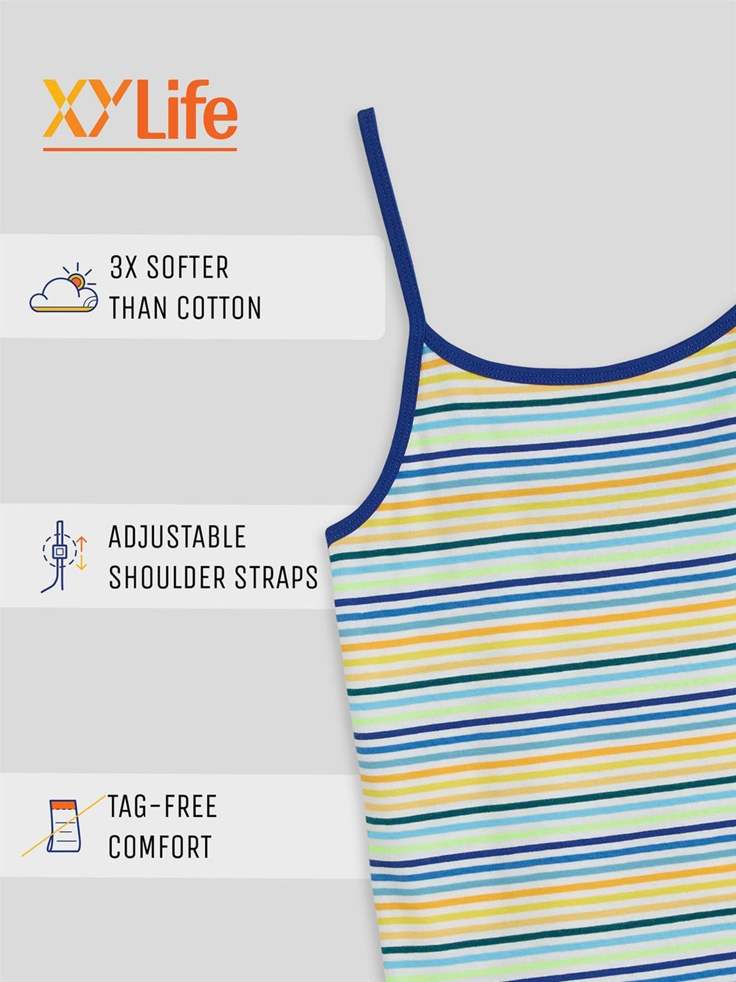 XY Life Kids Multicolor Striped Camisole (Pack of 3)