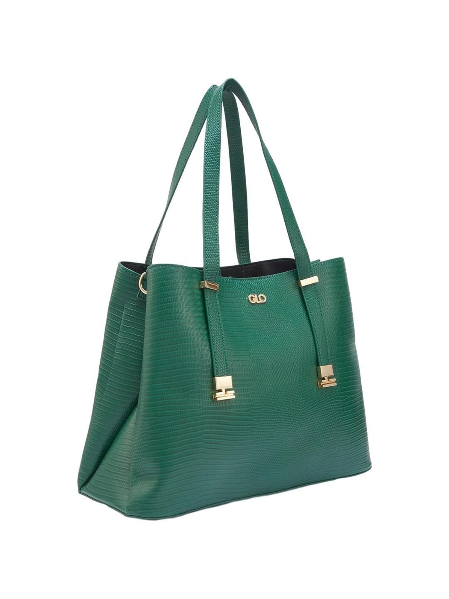 Globus Forest Green Textured Medium Handbag
