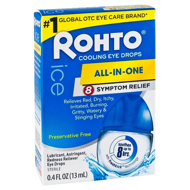 Rohto Ice All-in-one Multi-Symptom Relief Cooling Eye Drops - 0.4oz