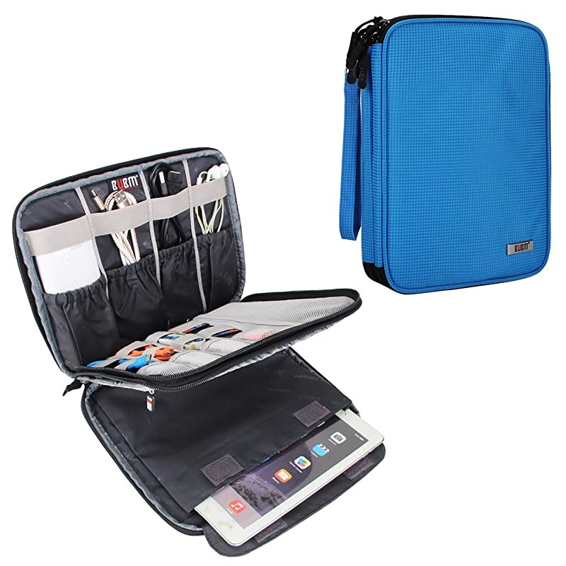 Electronic Organizer Travel Cable Organizer Cord Bag for Earphone USB Flash Drive Memory Card and More Compatible with Up to 97 iPad or Tablet XLarge Blue