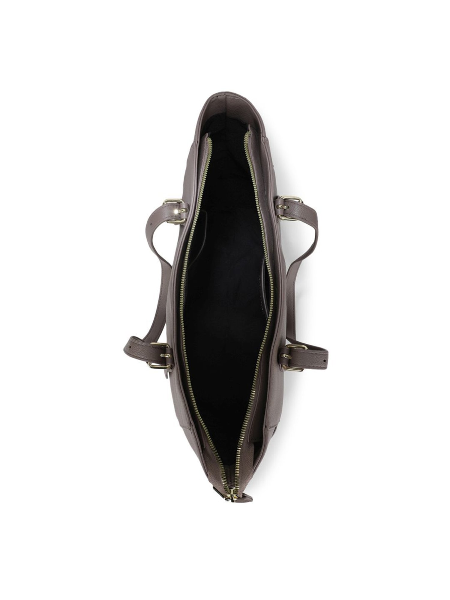 Tyra Liana Taupe Solid Faux Leather Tote Handbag