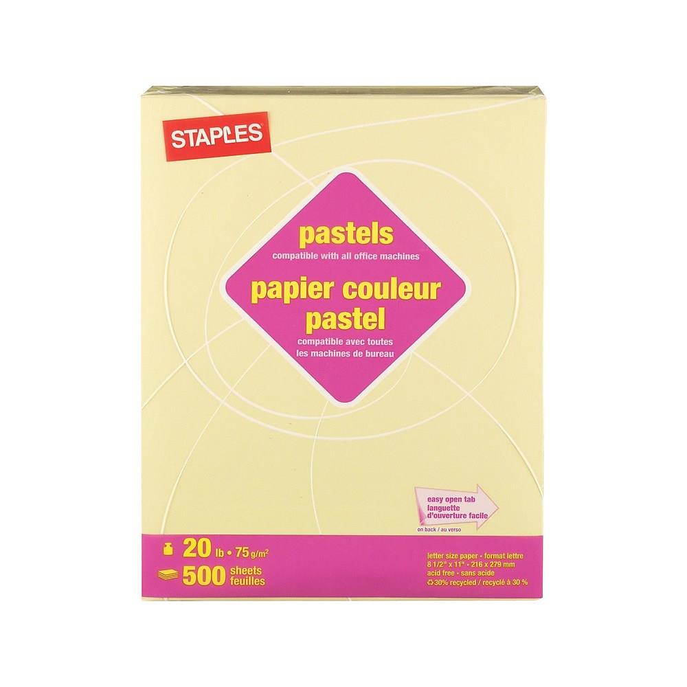 Staples Pastel Colored Copy Paper 8 1/2" x 11" Canary 500/Ream (14787)