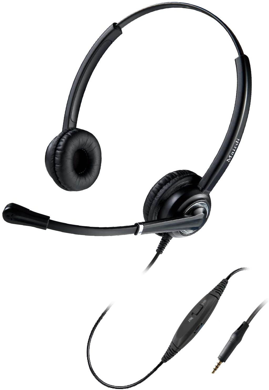 Cell Phone Headset with Nosie Cancelling Mic 3.5mm Jack for Apple iPhone Samsung BlackBerry Androids with Mic Mute Volume Control for Smart Phone Light Weight and Adjustable Headband