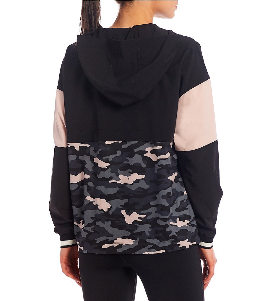 Calvin Klein Performance Colorblock Half Zip Stripe Rib Knit Trim Pullover