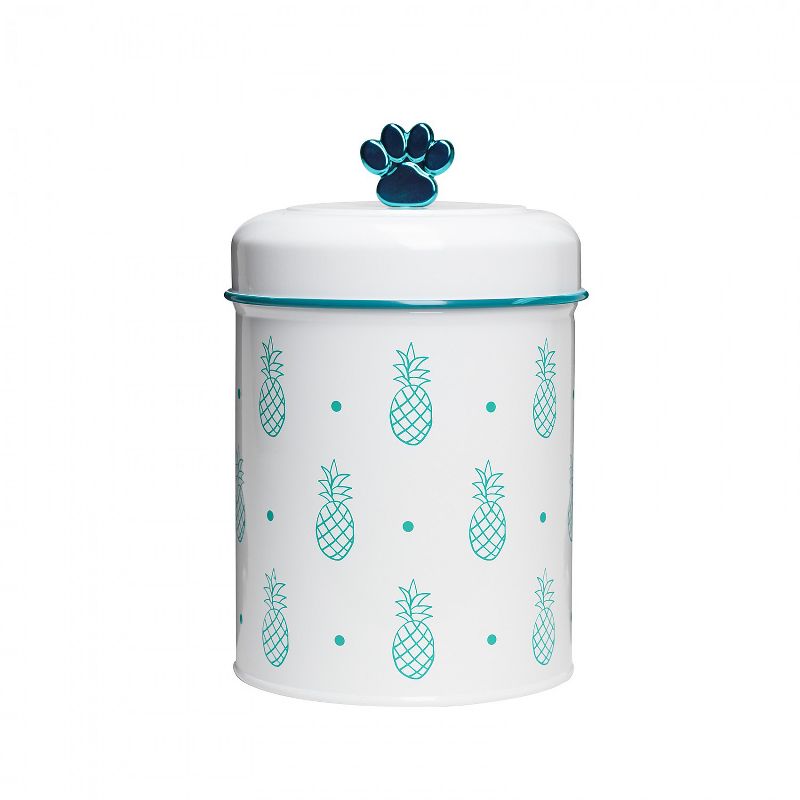 Amici Pet Pet Pineapple Glass Food Canister, Small, Turquoise, 64oz