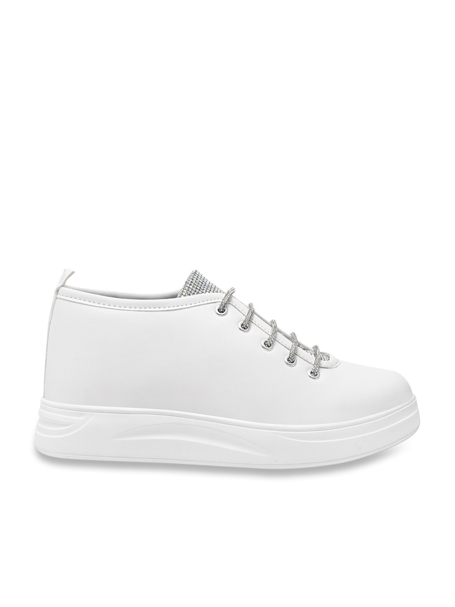 The White Pole Women's White Casual Sneakers