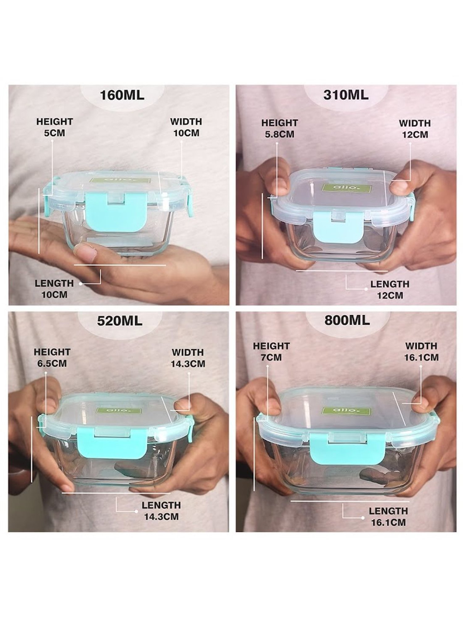 Borosilicate Glass Containers with Lids Microwave Safe Container for Glass Food Storage Containers