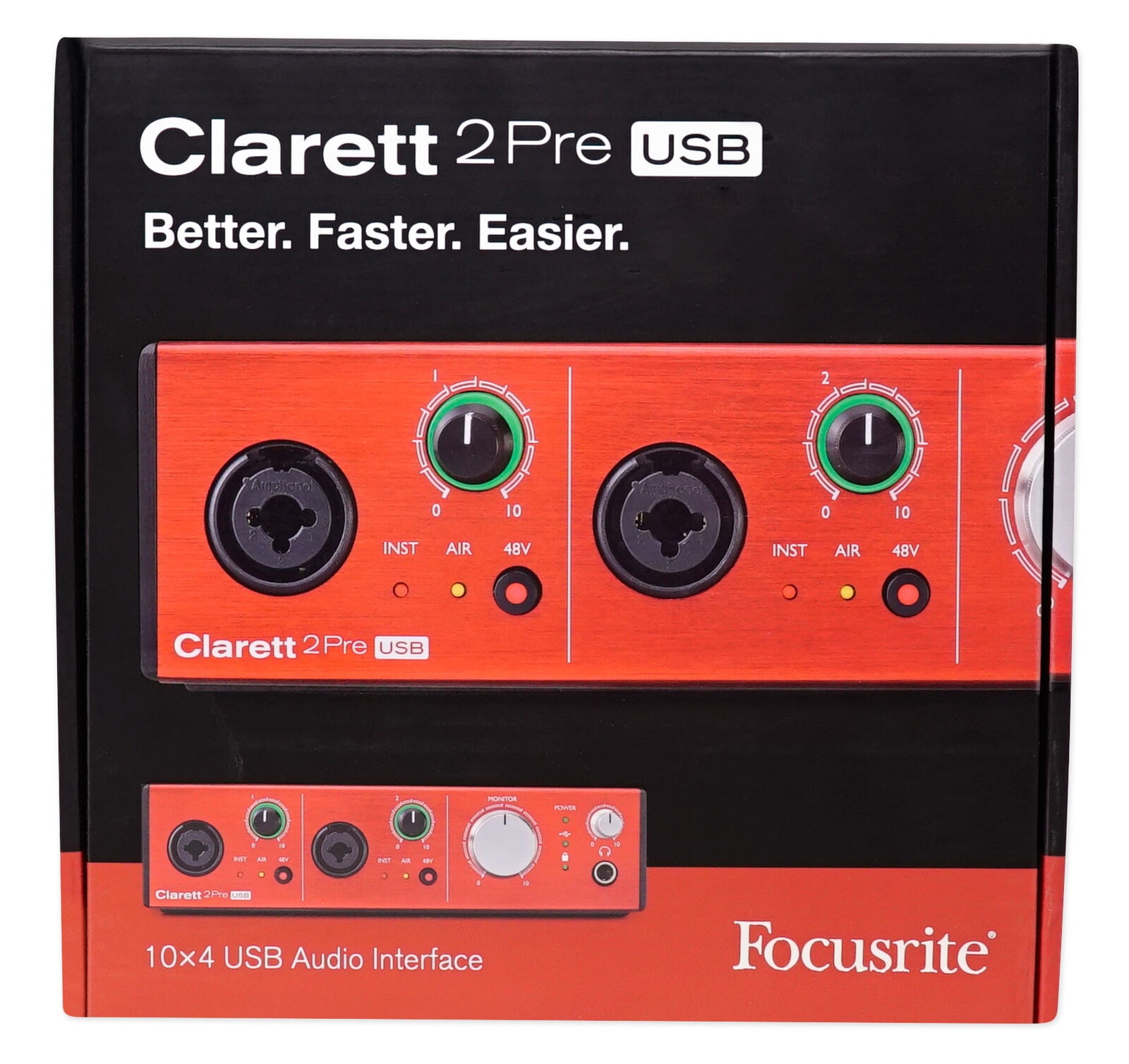 Focusrite Clarett 2Pre USB Audio Recording Interface-2 Mic Preamps+Vocal Shield