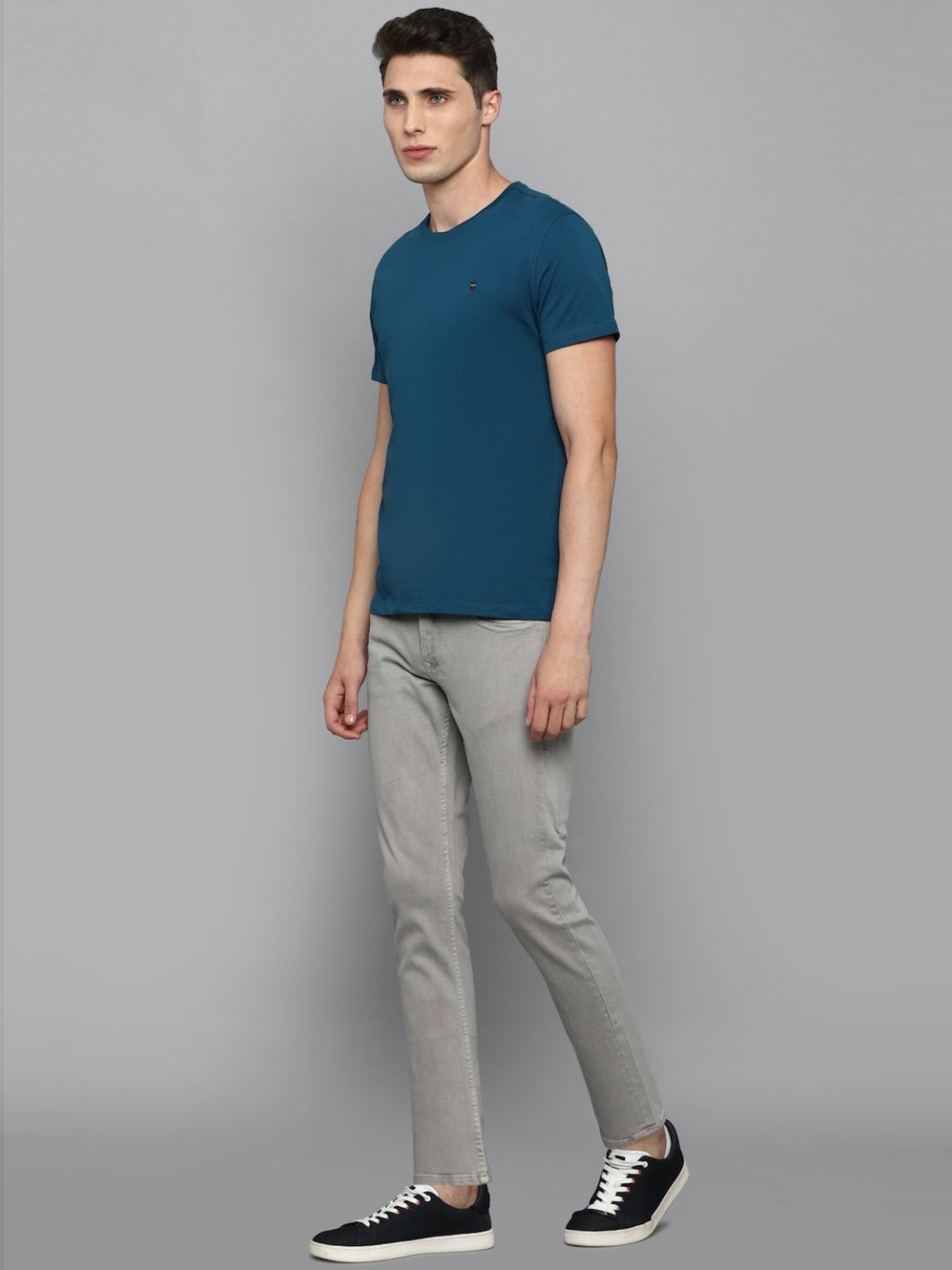 Louis Philippe Jeans Blue Cotton Slim Fit T-Shirt