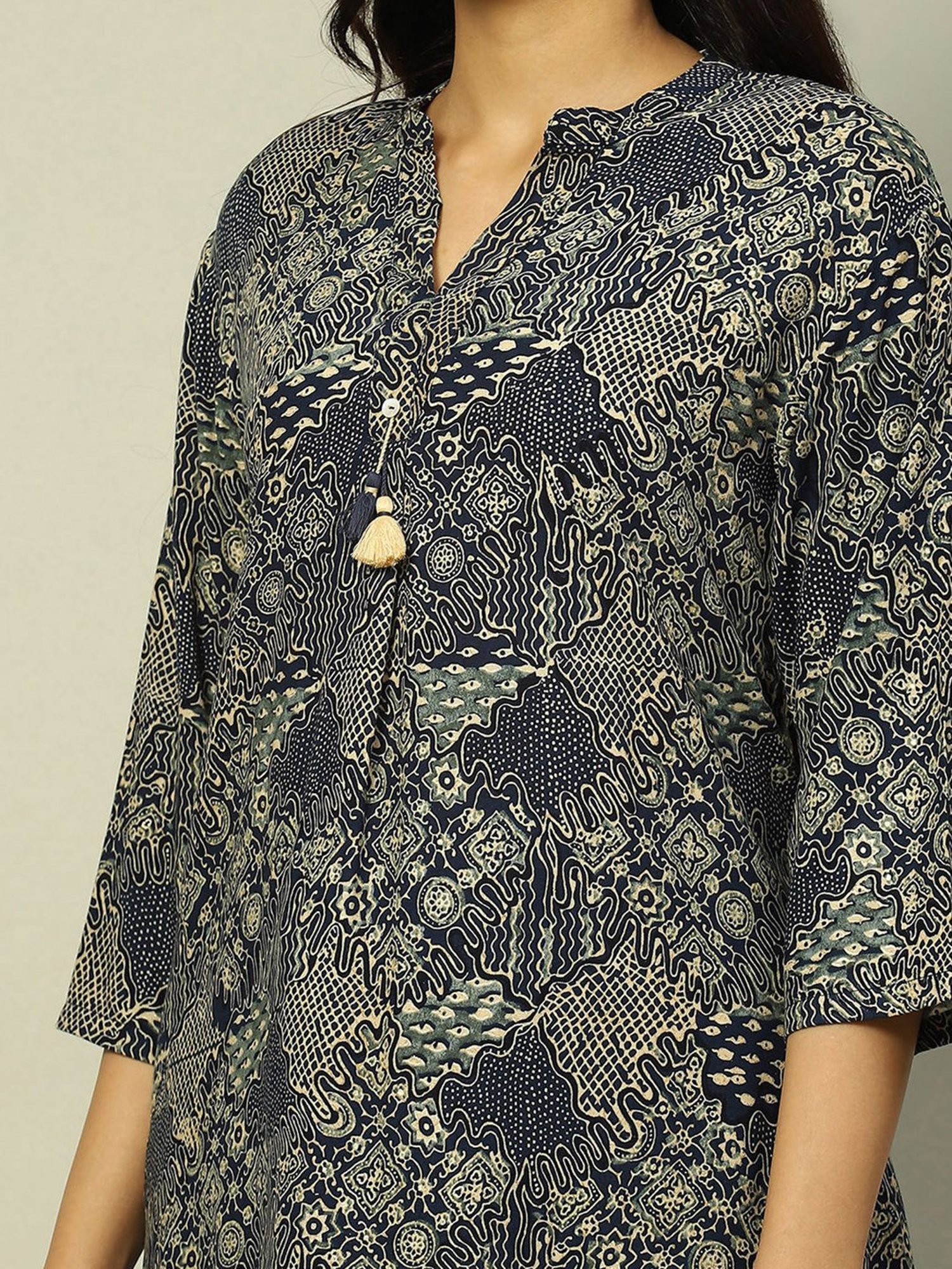 Rangriti Navy Printed Kurta Pant Set