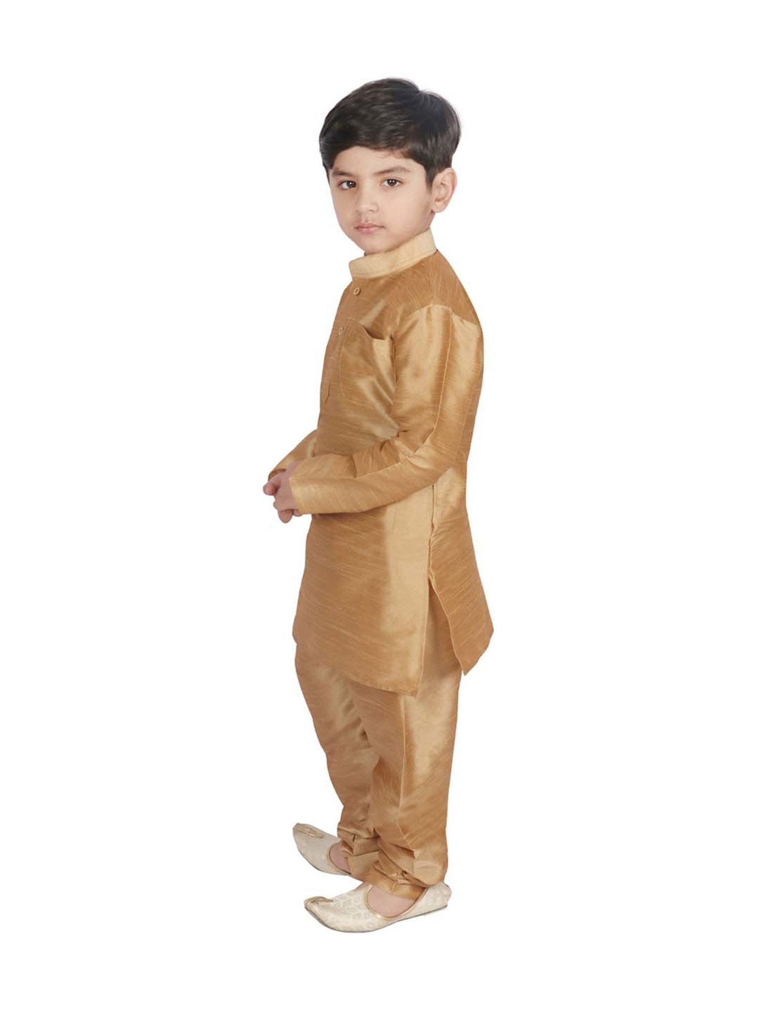 SG Yuvraj Kids Golden Full Sleeves Kurta Set