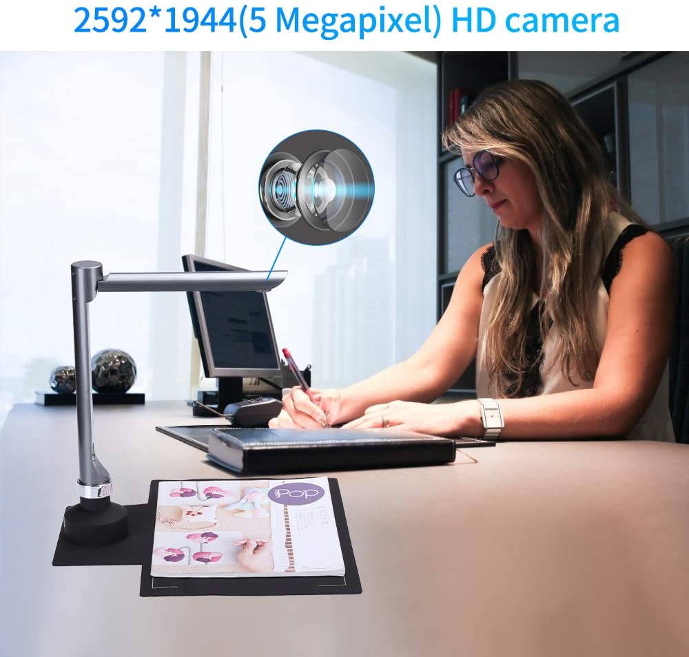 BK F60A 5 Million Pixels Document Camera High Definition Portable Scanner A4 Scanners Smart Office Desk Lamp for File Recognition,  Online Classes and Office Card Passport Recognition Document Camera