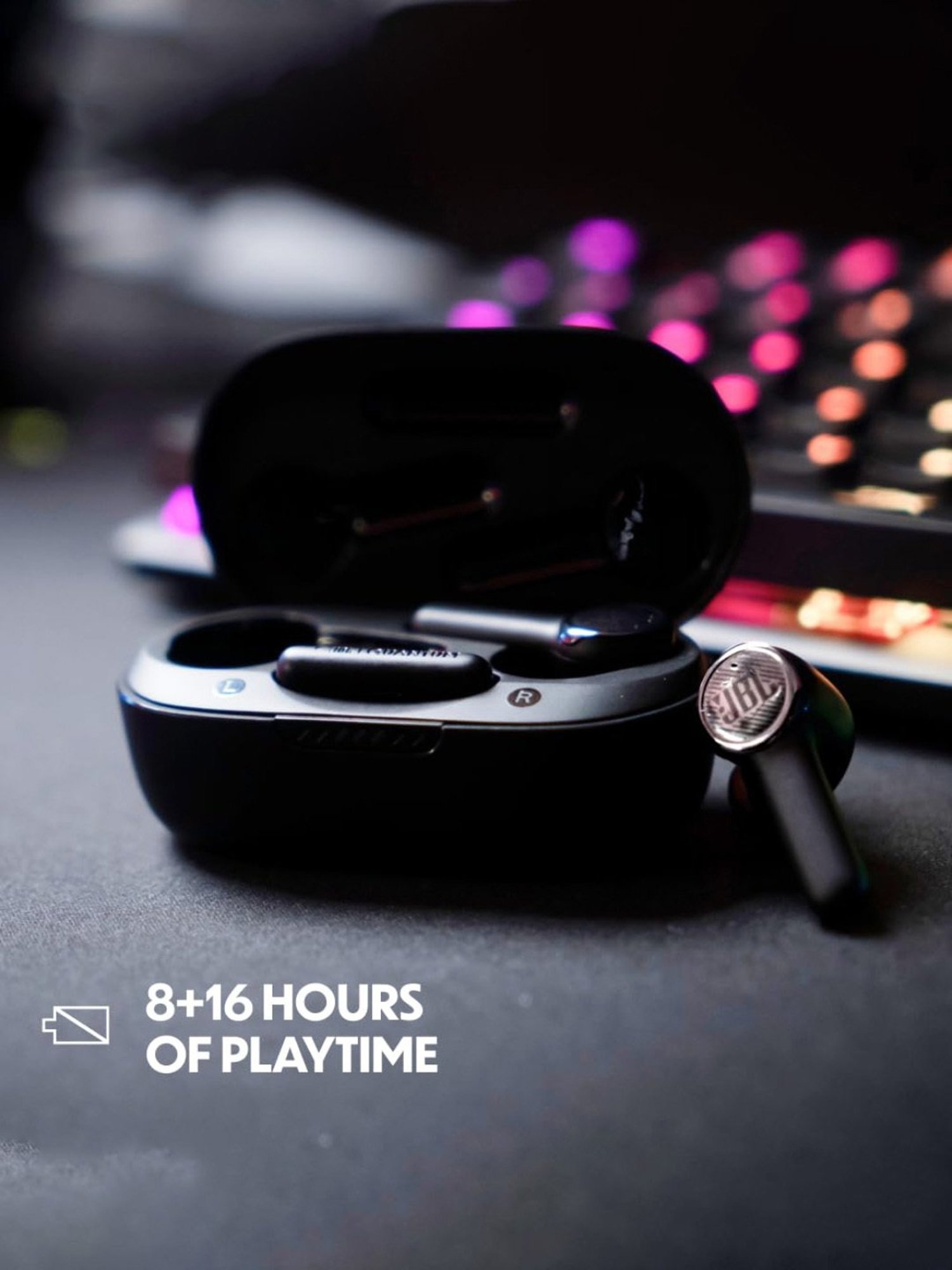 JBL Quantum TWS in Ear Gaming Bluetooth Earbuds with 24hrs Playtime, IPX4 (Black, True Wireless)