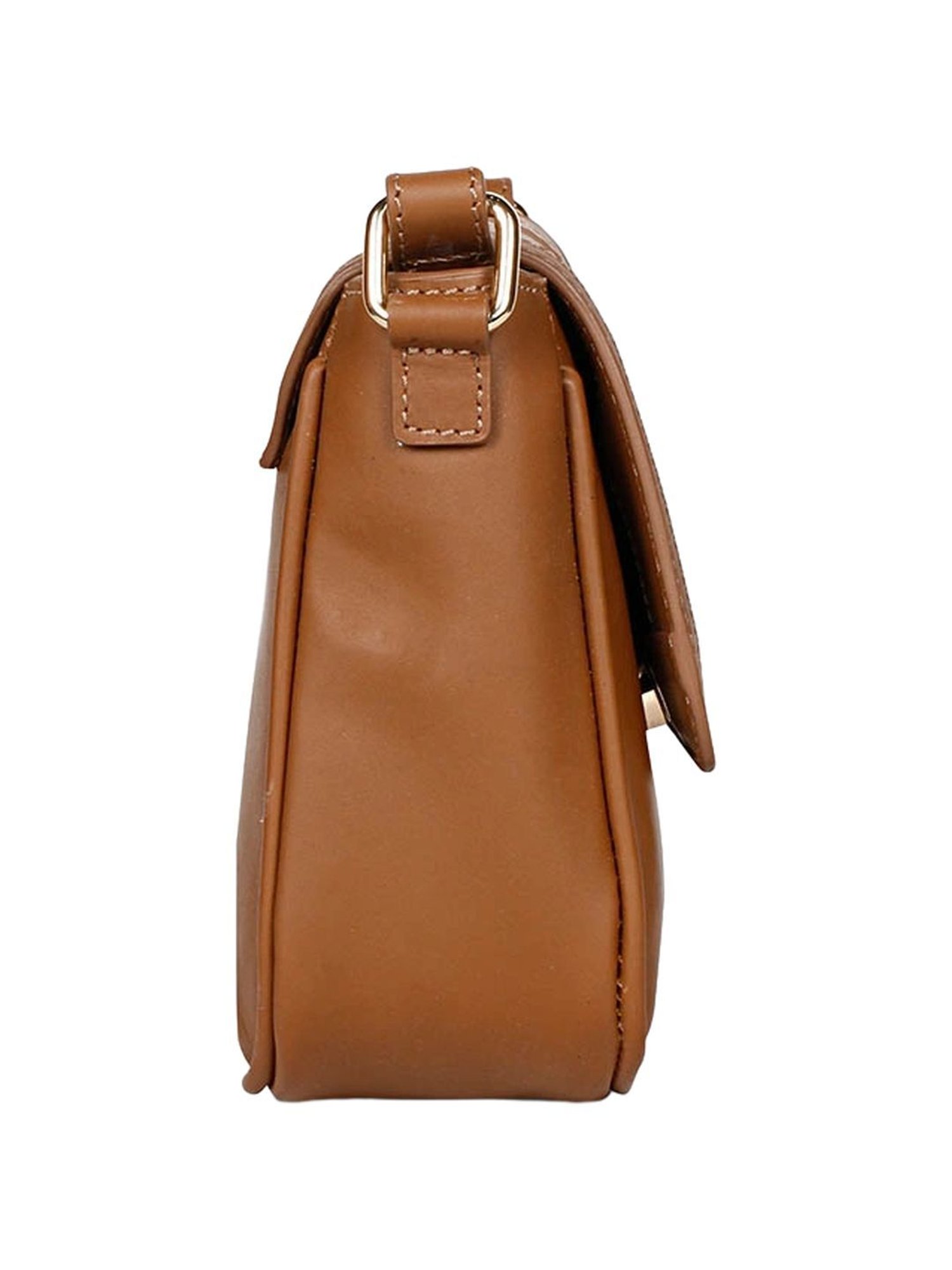 Saint G Tan Solid Medium Sling Handbag