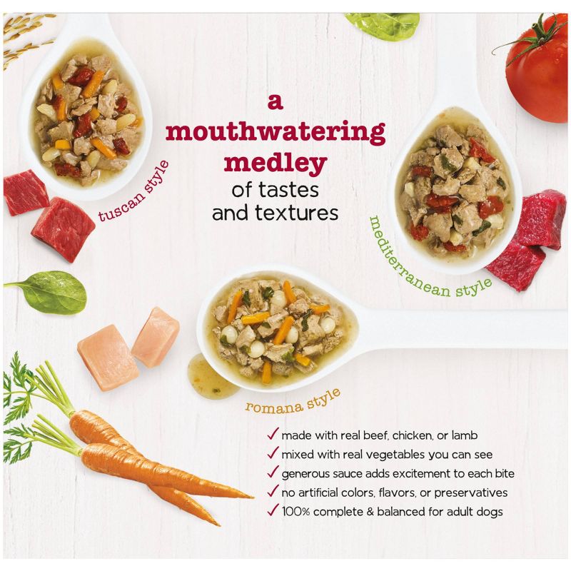 Purina Beneful Medleys Romana, Mediterranean & Tuscan Style Wet Dog Food - 3oz/30ct Variety Pack