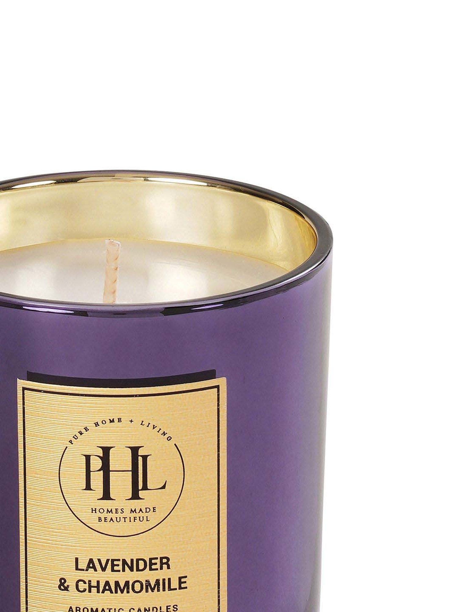 Pure Home and Living Purple Glass Lavender & Chamomile Scented Wax Filled Jar Candle (150ml)