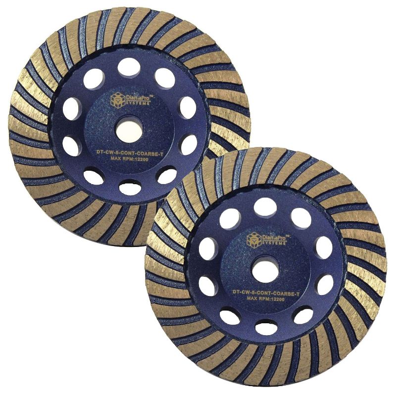 DiamaPro Systems Non Threaded 7 Inch 10 Arrow Segment Concrete Grinding Cup Wheel for Preparation and Removing Glue, Grout, and Coating (2 Pack)