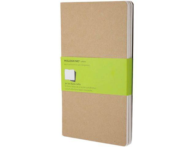 MOLESKINE QP418 Cahier Journal, Unruled, Kraft Brown Cover, 8.25" x 5", 80 Sheets, 3 / Pack