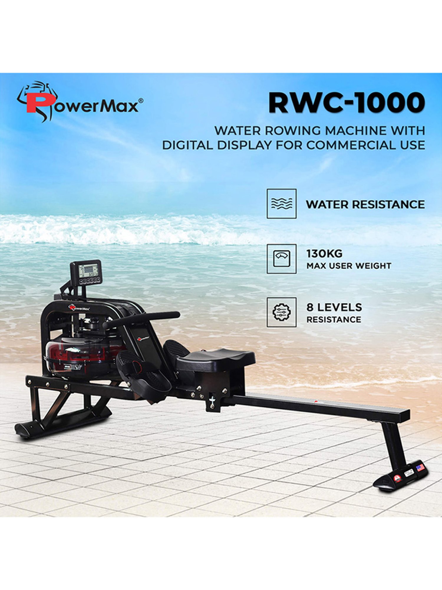 PowerMax Fitness RWC-1000 Rowing Machine (Black)