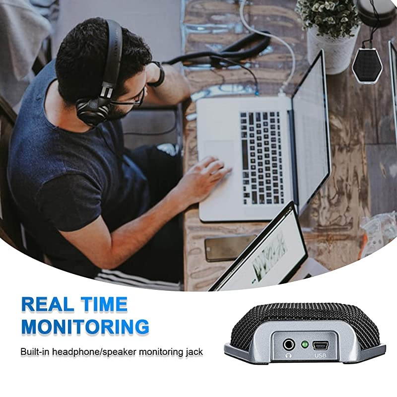 360&deg; Conference Microphone USB Meeting Mic  787 Long Pick up Range Table Top Desktop Omnidirectional Condenser Microphone Compatible with PCWindows amp MaciOS Desktop Laptop SkypeVoIP Call