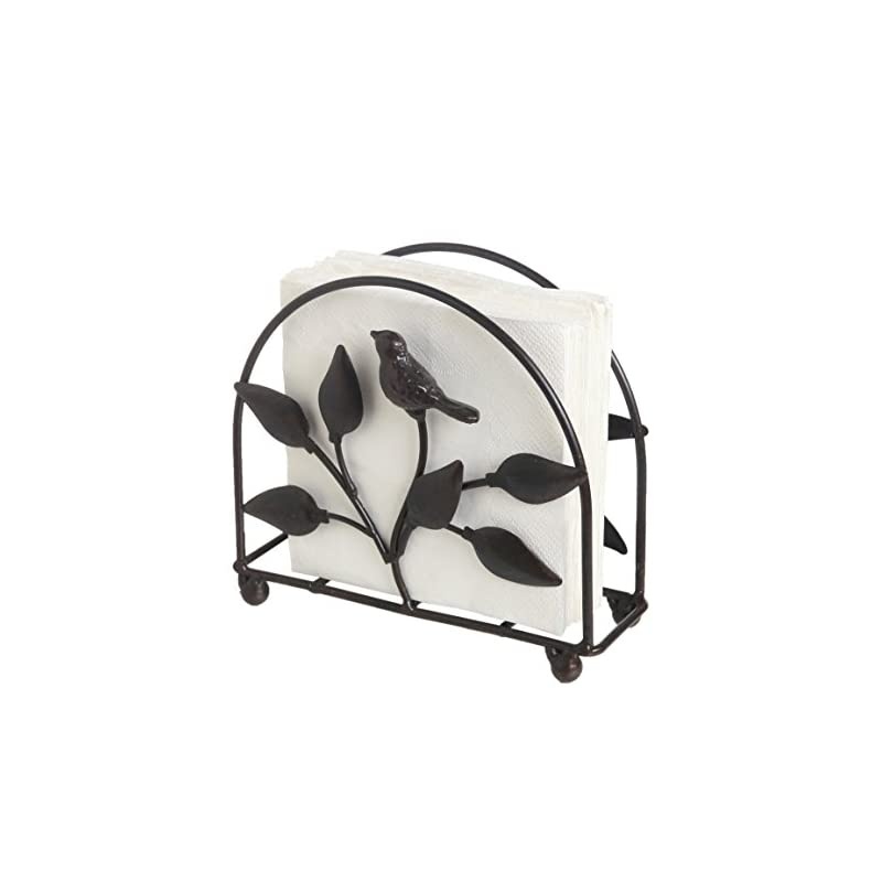 Iron Bird & Tree Classic Napkin Holder/Tabletop Freestanding Tissue Dispenser, Black
