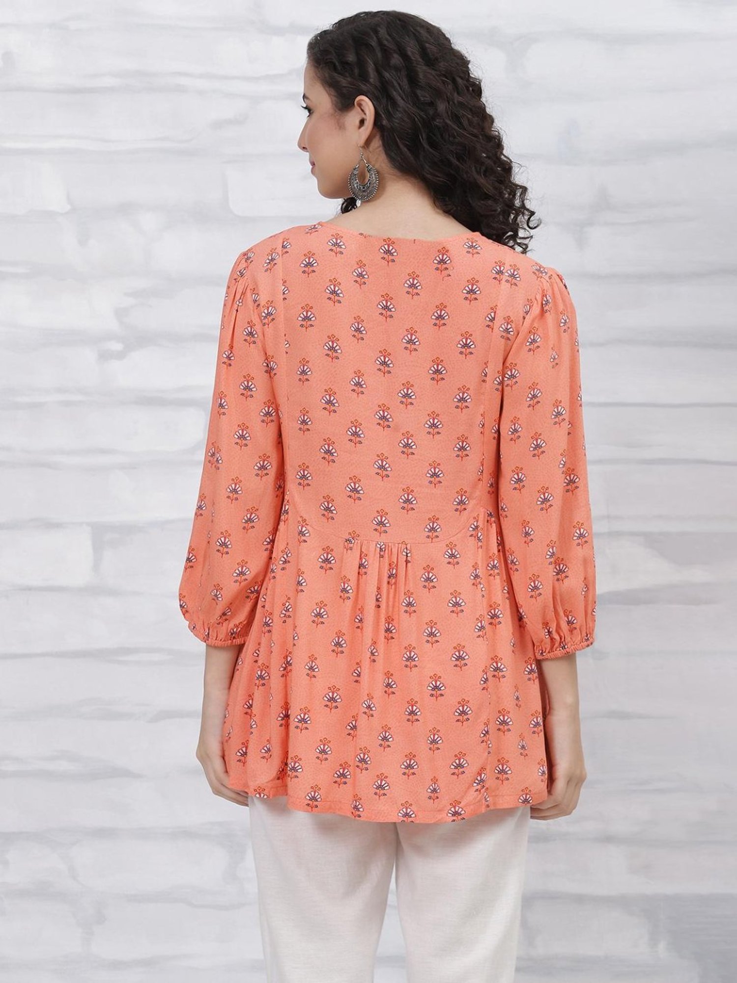 Rangriti Coral Printed Tunic