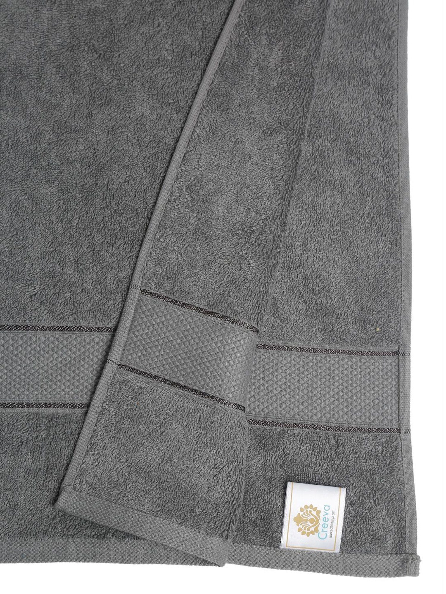 Creeva Grey 525 GSM Cotton Bath Towel Set of 2