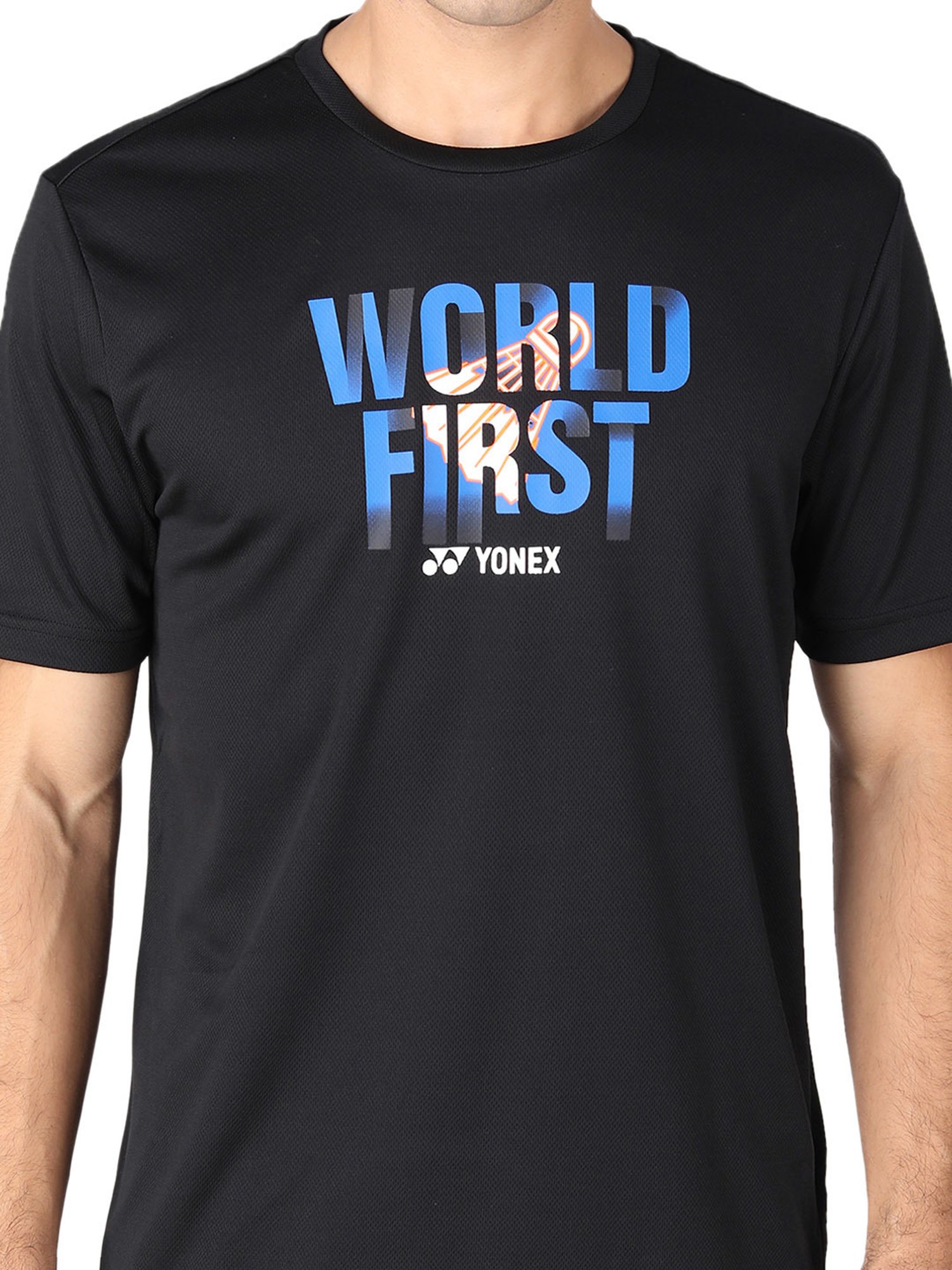 Yonex Jet Black Regular Fit Graphic Print Badminton T-Shirt