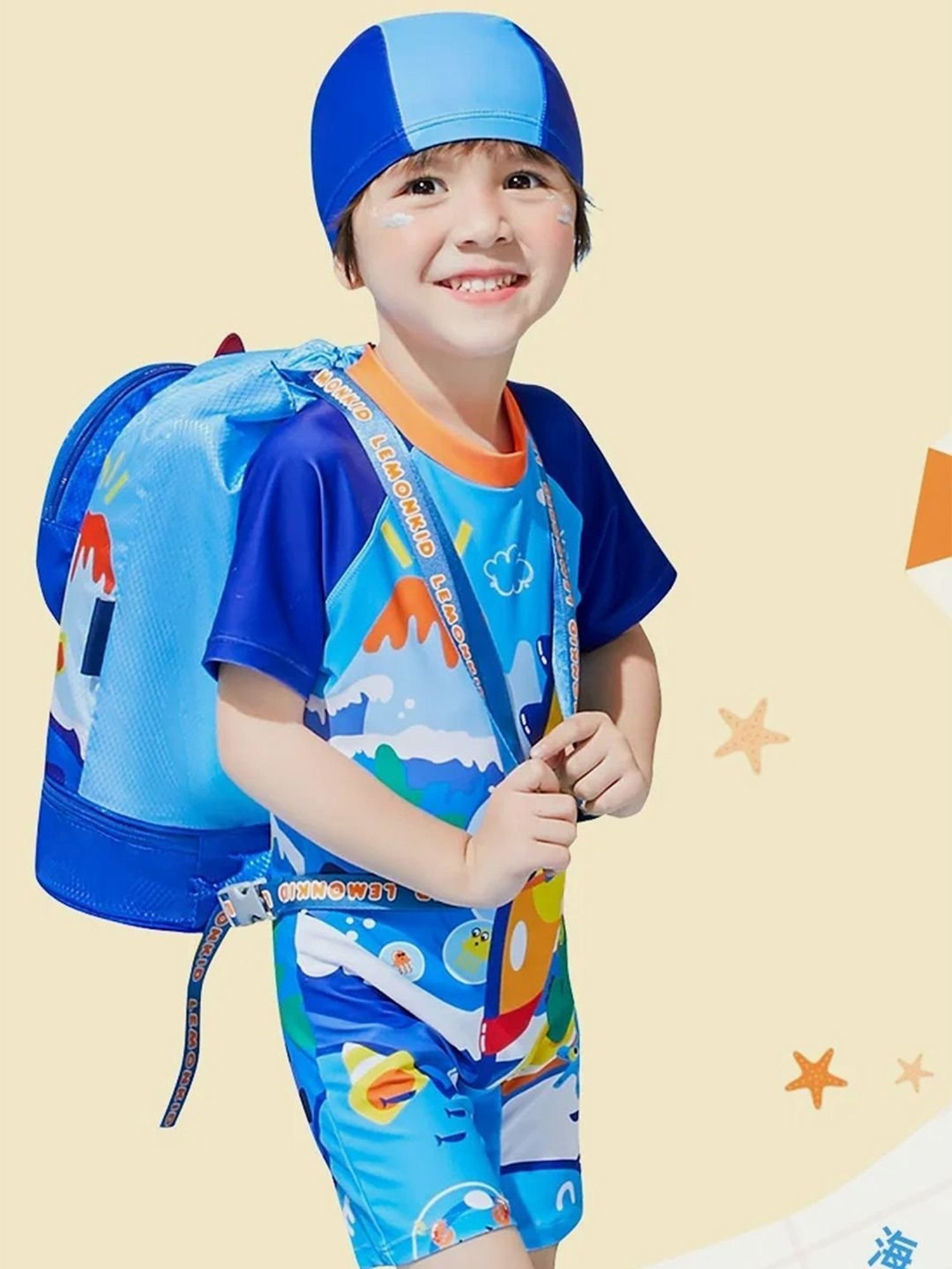 Little Surprise Box Blue Polyester Printed Swiming Backpack