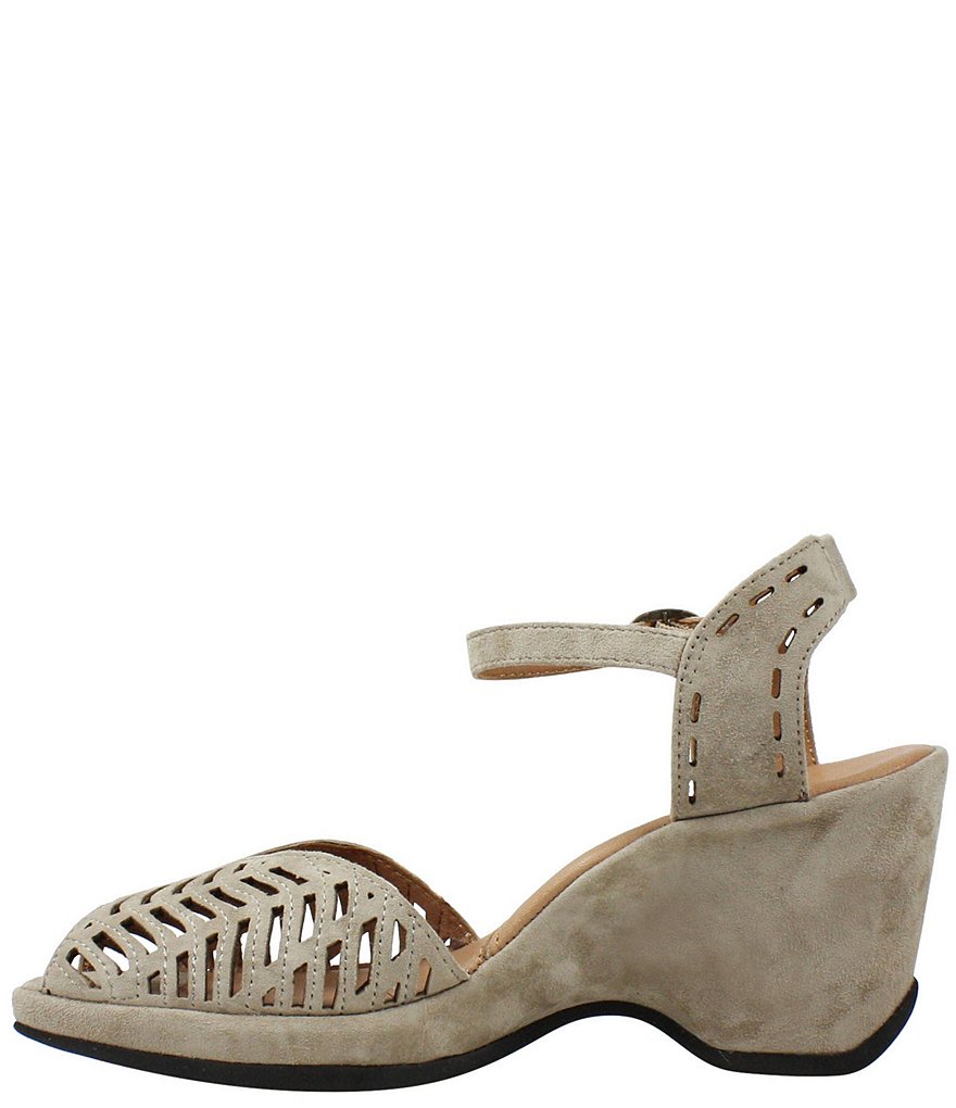 L'Amour Des Pieds Oanez Cut Out Suede Wedge Sandals