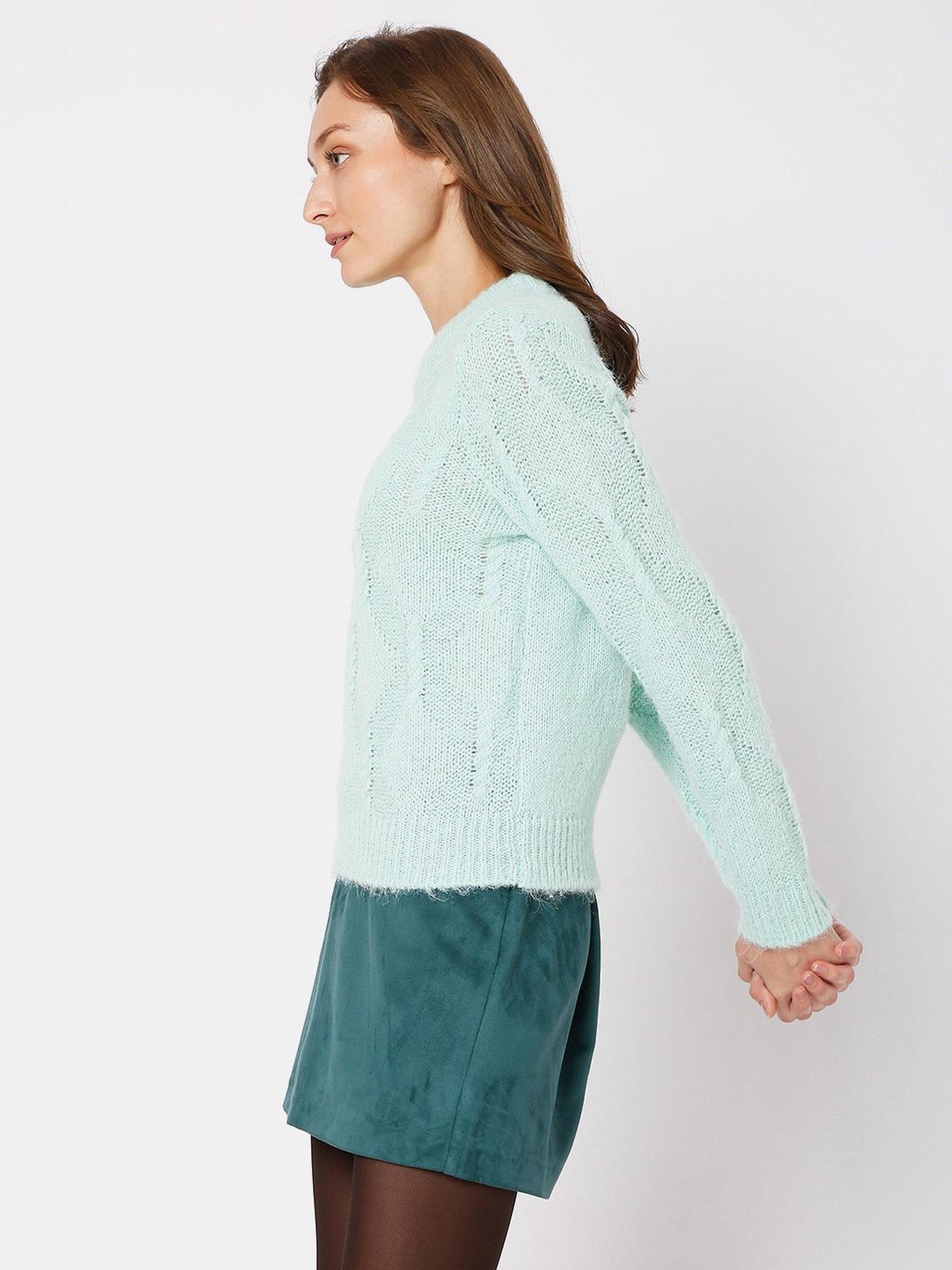 Vero Moda Mist Green Textured Sweater
