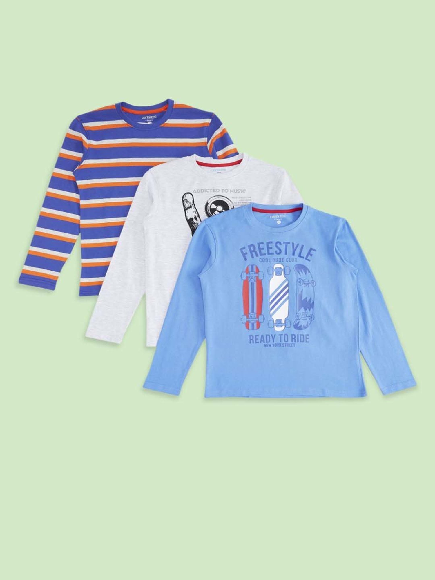 Pantaloons Baby Kids Multicolor Cotton Printed Full Sleeves T-Shirt