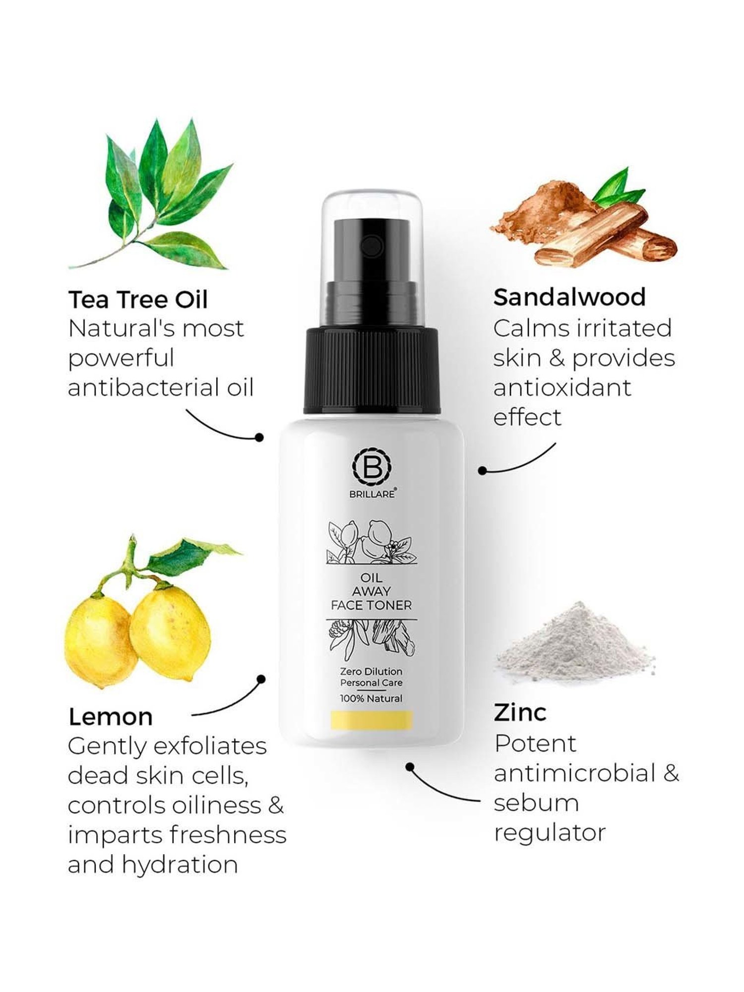 Brillare Oil Away Face Toner for Acne Prone Skin - 50 ml