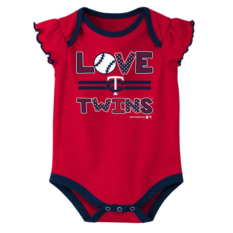 MLB Minnesota Twins Girls' Bodysuit 3pk - 0-3M