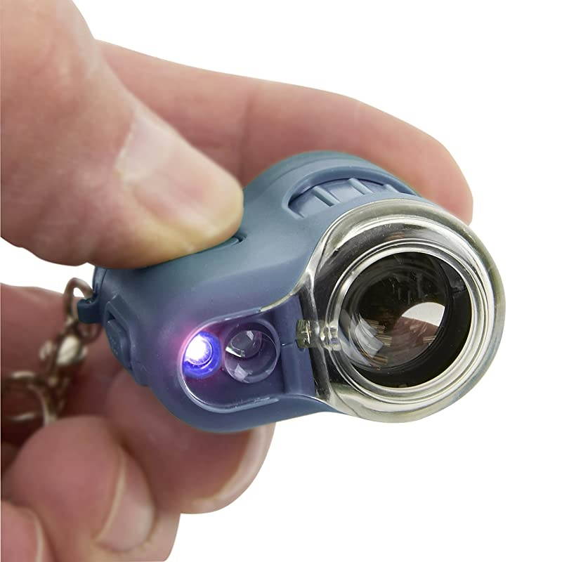 MicroMini 20x LED Lighted Pocket Microscope with BuiltIn UV and LED Flashlight Blue