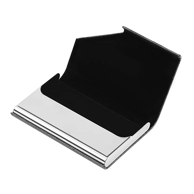 Card Holder, Metal Card Case Pocket, Card Holder for Women & Men, Professional PU Leather Card Holders Name Card Holder Purse Card Case with Magnetic Closure, Black-xbz