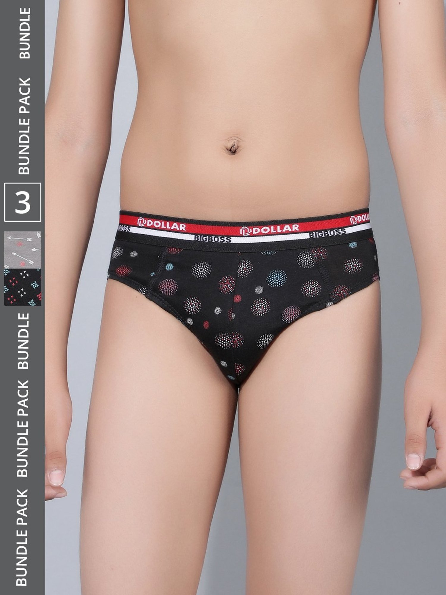 Dollar Bigboss Boys Multicolor Printed Briefs (Pack Of 3)