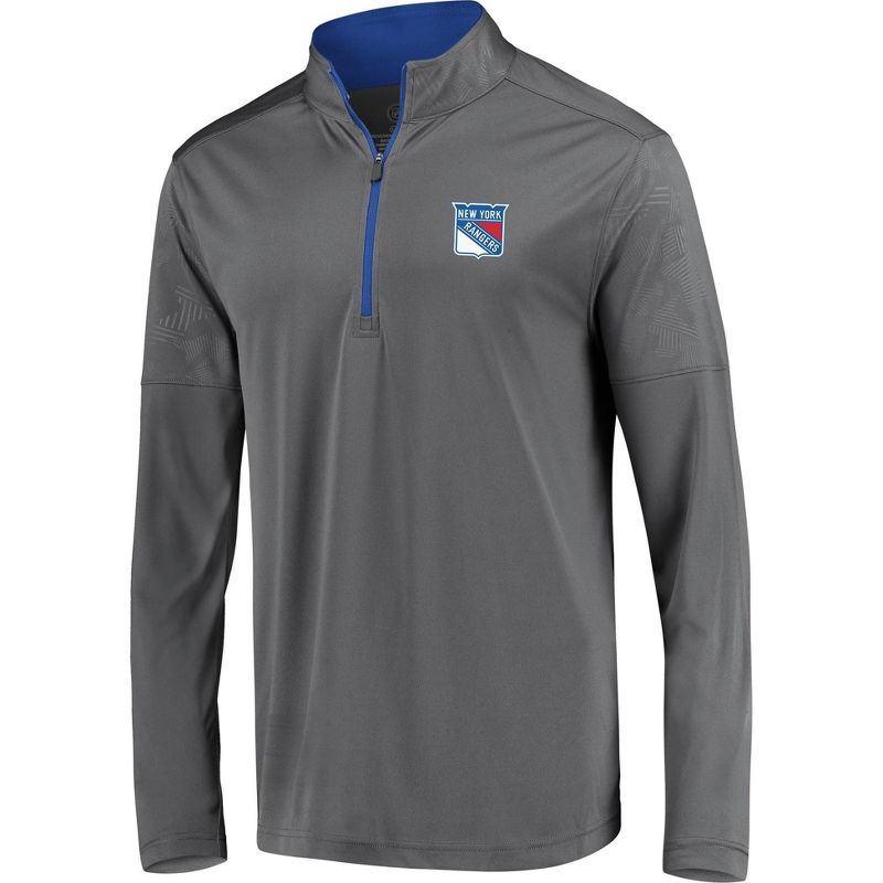 NHL New York Rangers Men's Defender Embossed 1/4 Zip Sweatshirt - Gray S