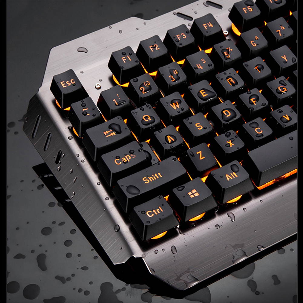 UrChoiceLtd 2017 Technology Orange Yellow LED Backlit Multimedia Ergonomic Usb Gaming Keyboard with a Phone Stand and Lighter Stand + 2000DPI Gaming Mouse + Gaming Mouse Pad For Laptop Computer