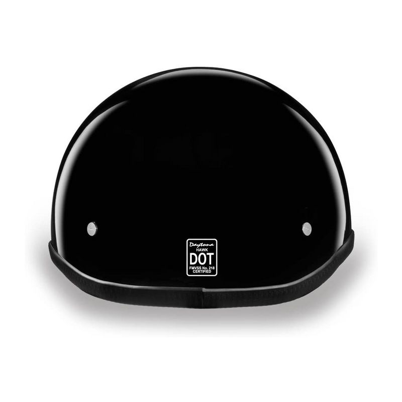 Daytona H1-A-XL Helmets Secure Hawk Slim Protective Motorcycle Half Helmet with Adjustable Chin Strap, Head Wrap, and Drawstring Bag, Gloss Black