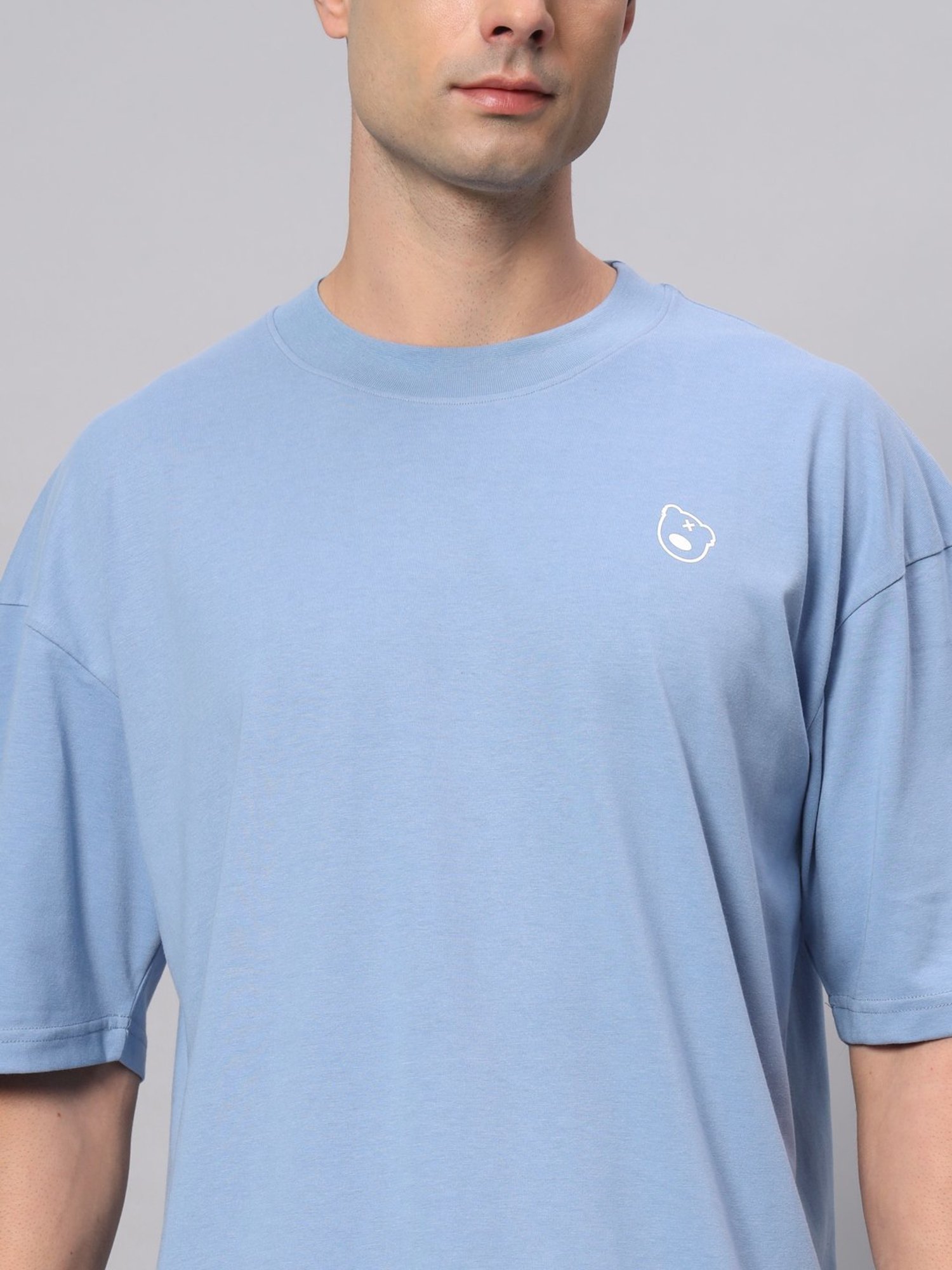 Griffel Blue Cotton Loose Fit T-Shirt