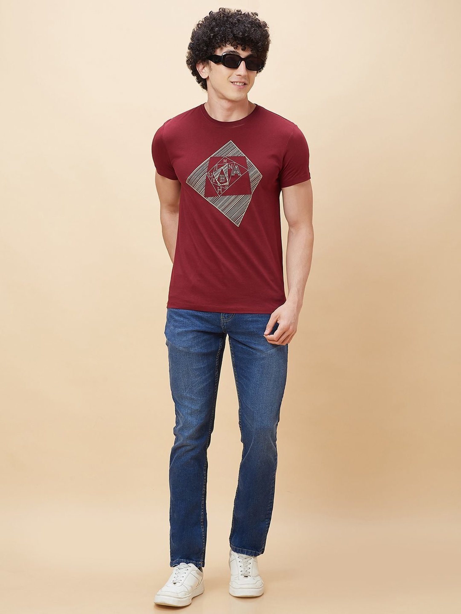 Being Human Red Regular Fit Printed T-Shirt