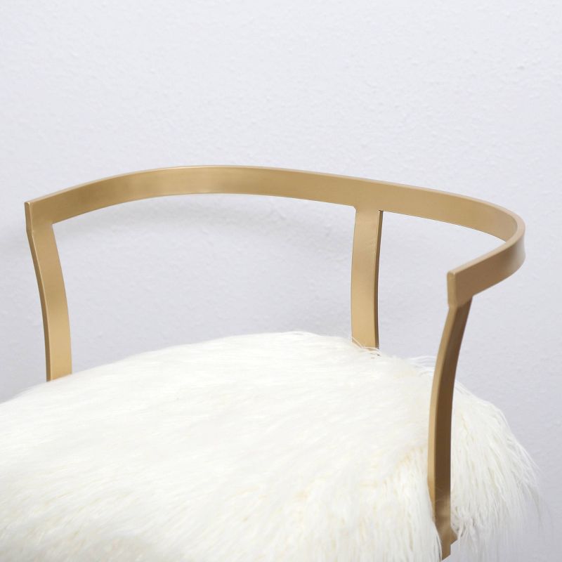 30" Zafir Faux Fur Barstool White - Abbyson Living