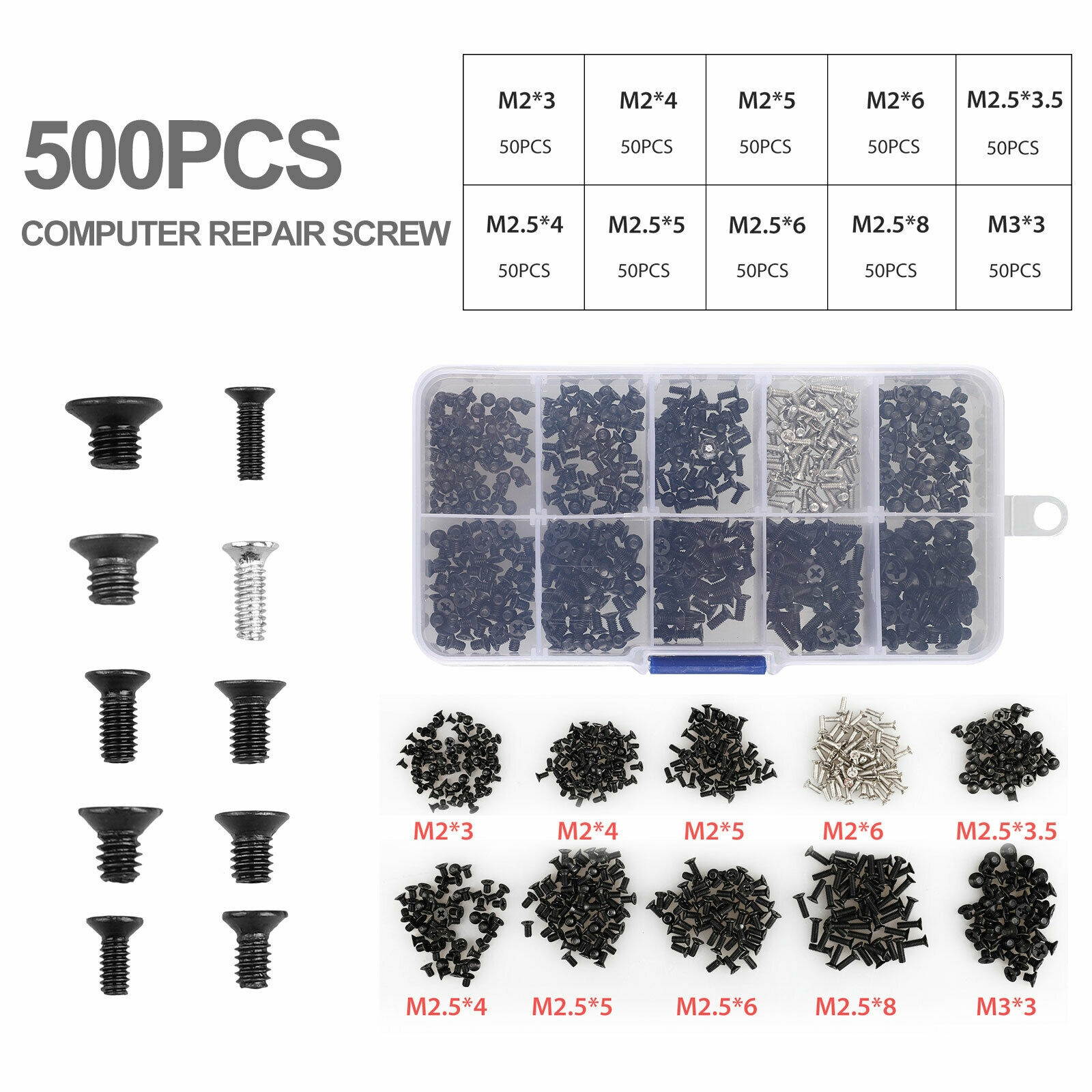 500Pcs Set Laptop Computer Screws Set For