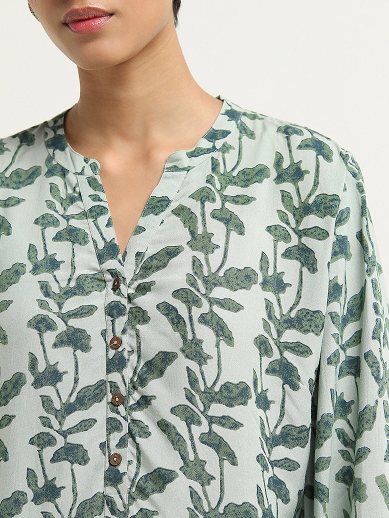 Utsa by Westside Mint Leaf Design Straight Kurti