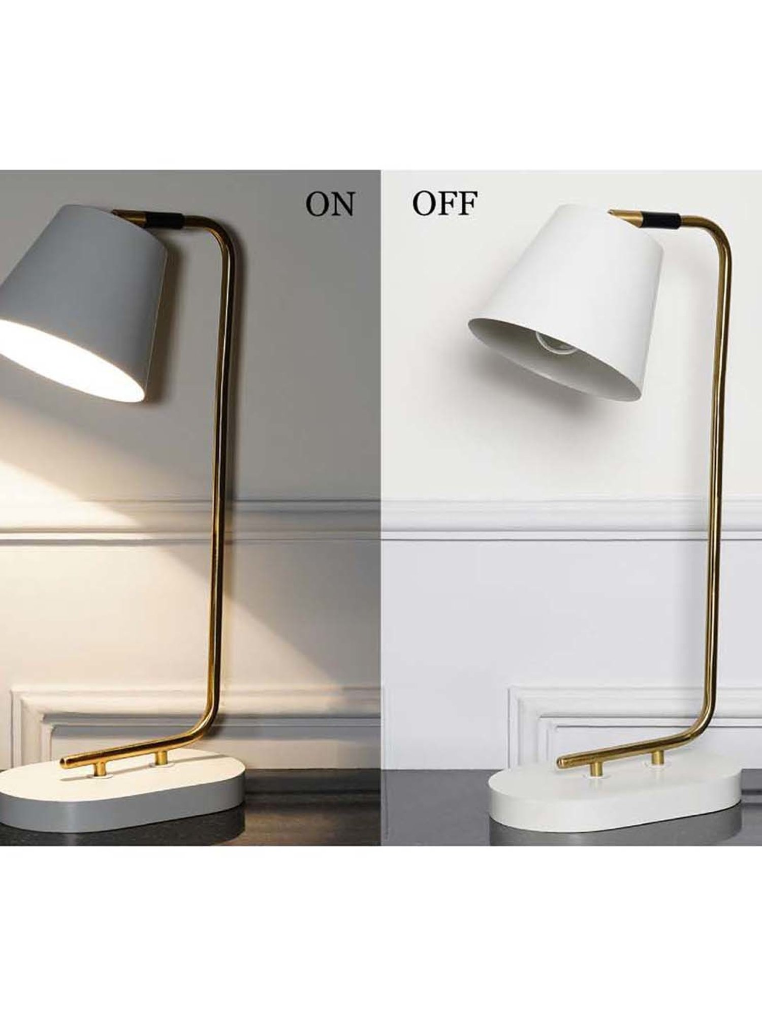 Kapoor Lamp Shades White & Brass Metal Cona Table Lamp