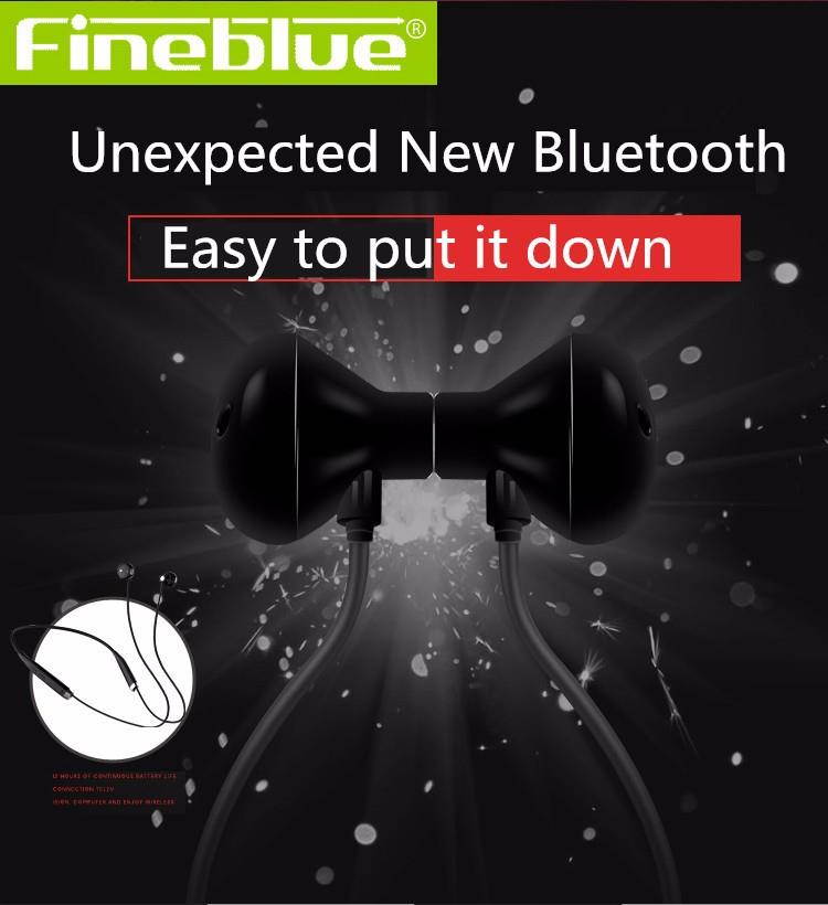 FineBlue FM-500 Wireless Bluetooth Headset V4.1 Magnetic Headphone Sport Running Handsfree For all Phone - White Gold